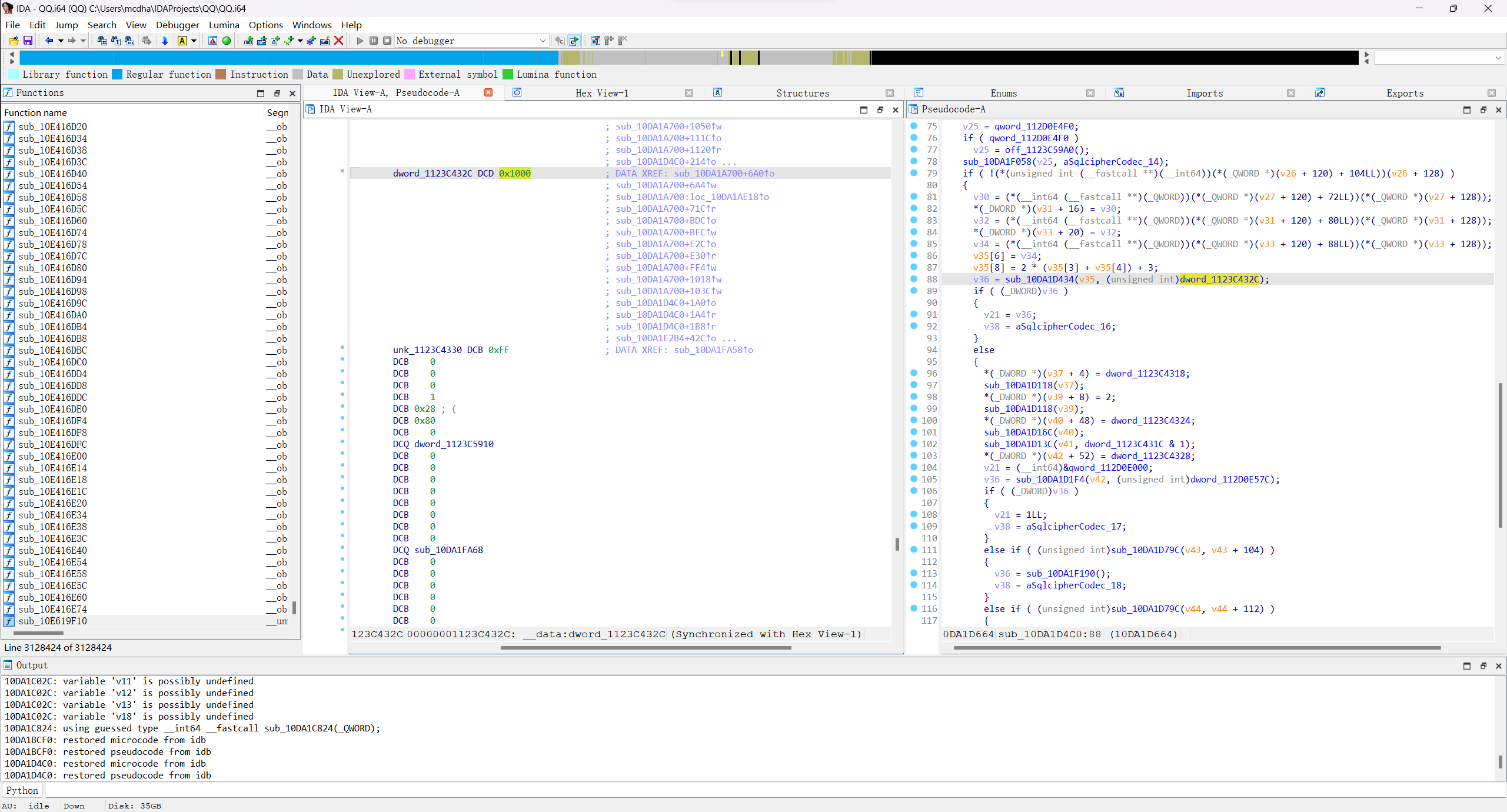 在 IDA 中分析 sqlcipher_codec_ctx_set_pagesize 的调用关系